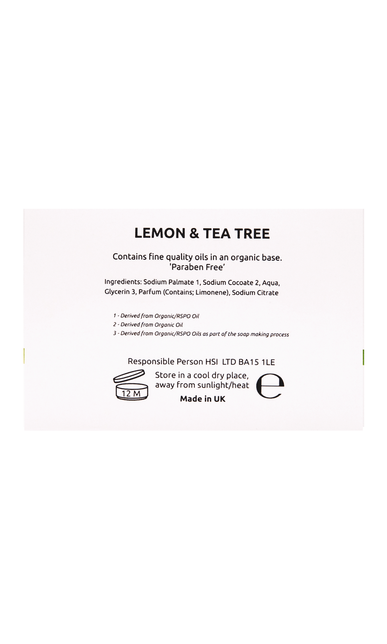 Lemon & Tea Tree Soap back